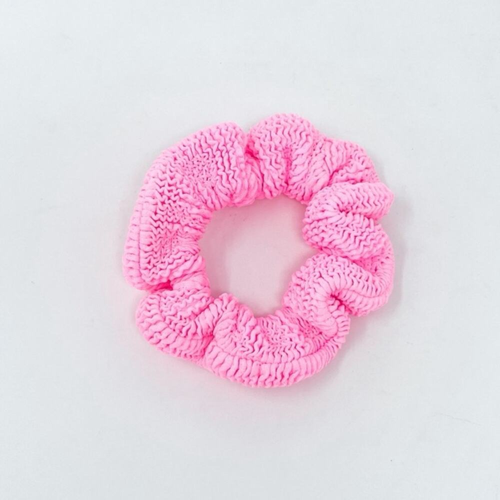 Hunza G Scrunch Crinkle Scrunchie Set Bubblegum Pink, Lime Green, Orange - Picture 3 of 8